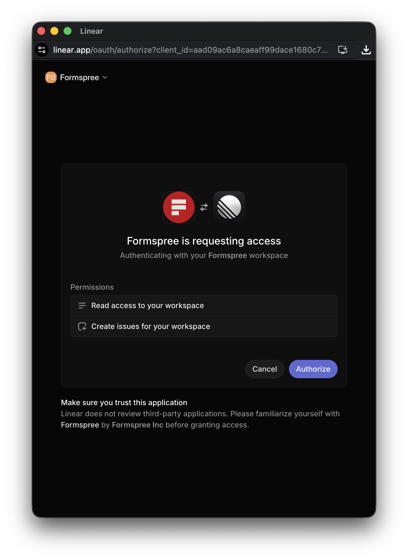 Authorize Formspree to Create Issues