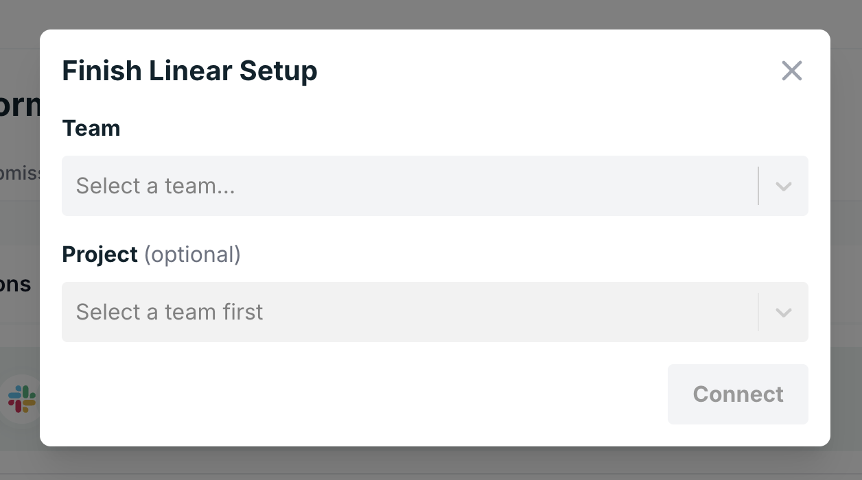 Select Linear Team and Project